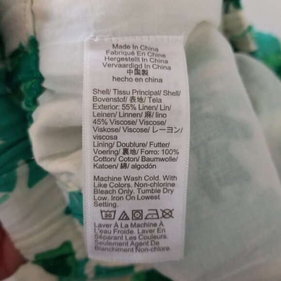 J. Crew Skirt Womens XS X-small Knee Length Green Tropical Linen Blend Vacation - Picture 5 of 8